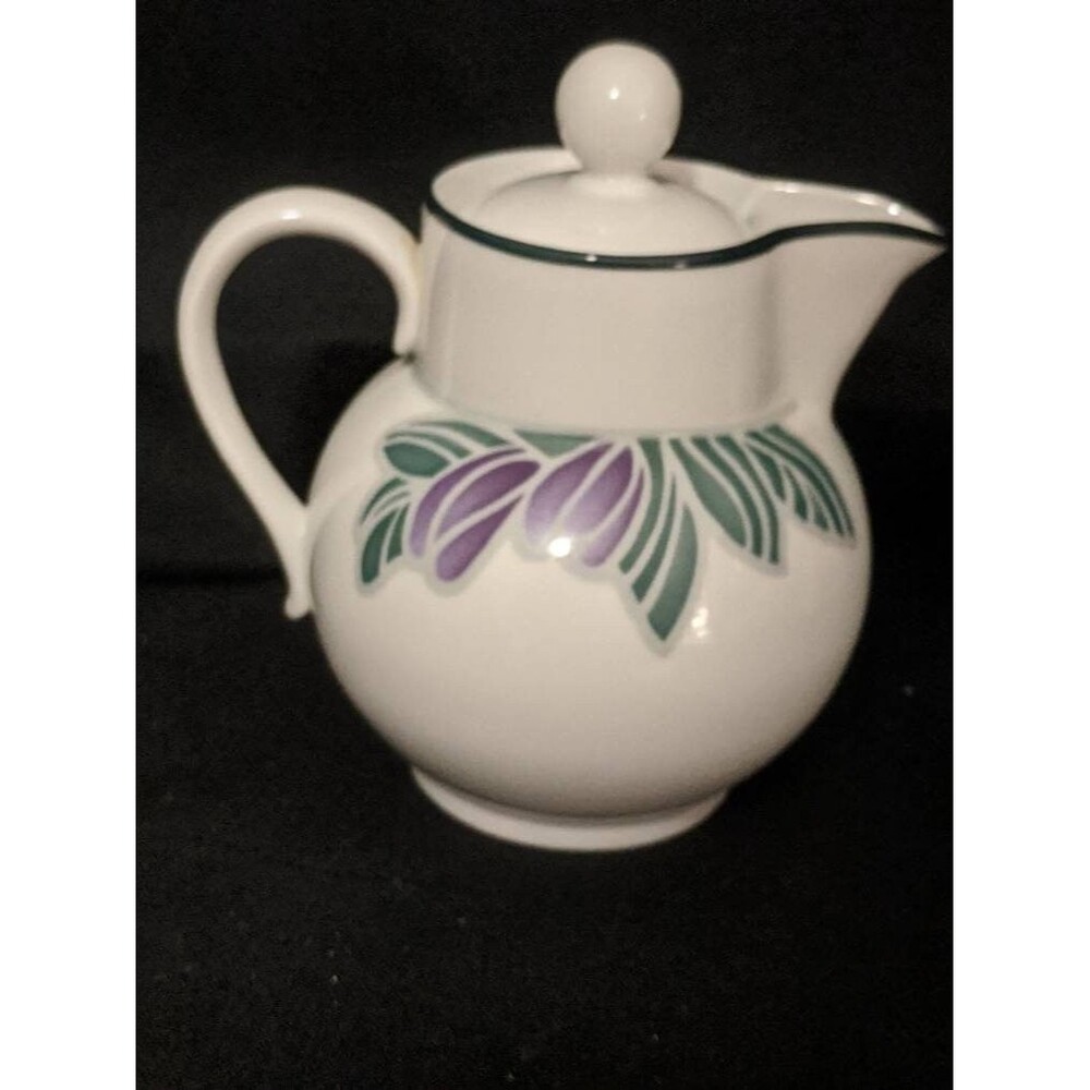 Rare Beautiful Dansk Eden Creamer White Porcelain Portugal Green Leaves Vintage